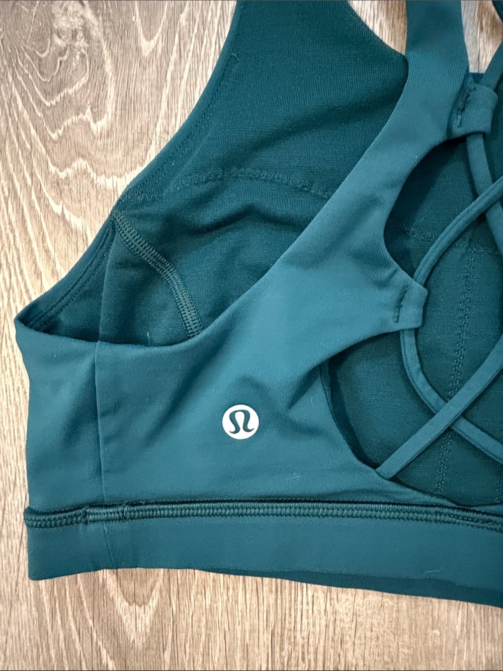 Lululemon Sz 6 Tied To It Open Lace-Up Back Deep Teal High-Neck Yoga Sports Bra - Picture 4 of 6